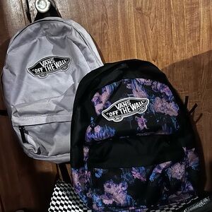 Vans Gray and Black Backpacks with Purple Accents